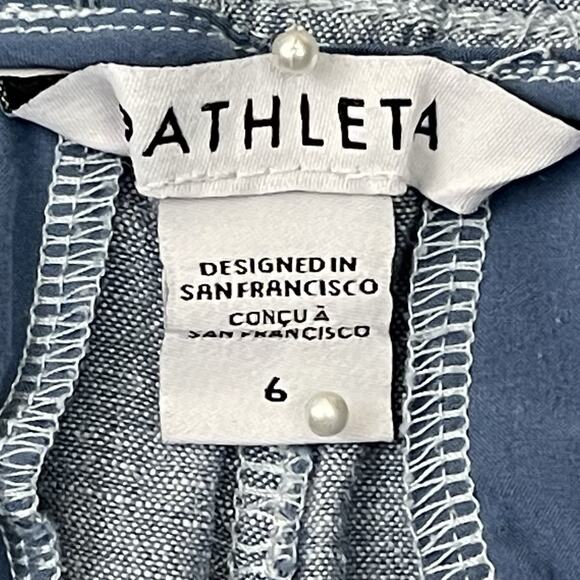 Athleta Cabo Linen Shorts Womens Size 6 Blue Elastic Waist Drawstring 4" Inseam - Picture 2 of 11